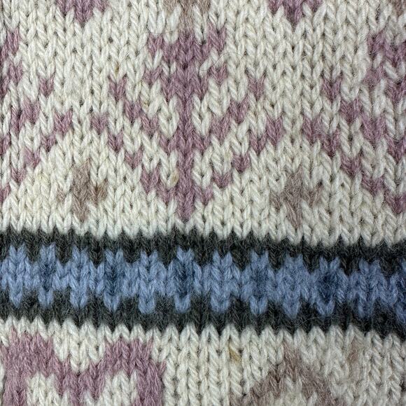 Outback Red Wool Sweater Womens M Heart Floral Nordic Fair Isle Jumper Collared - Picture 6 of 7